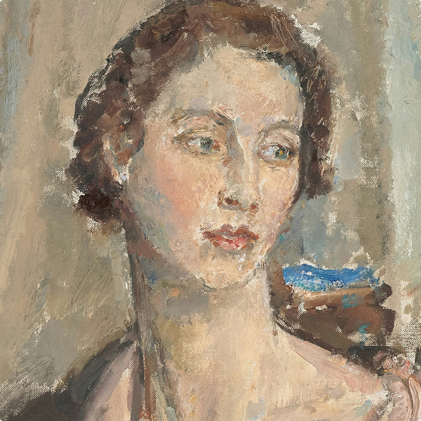 painting of woman looking to the side